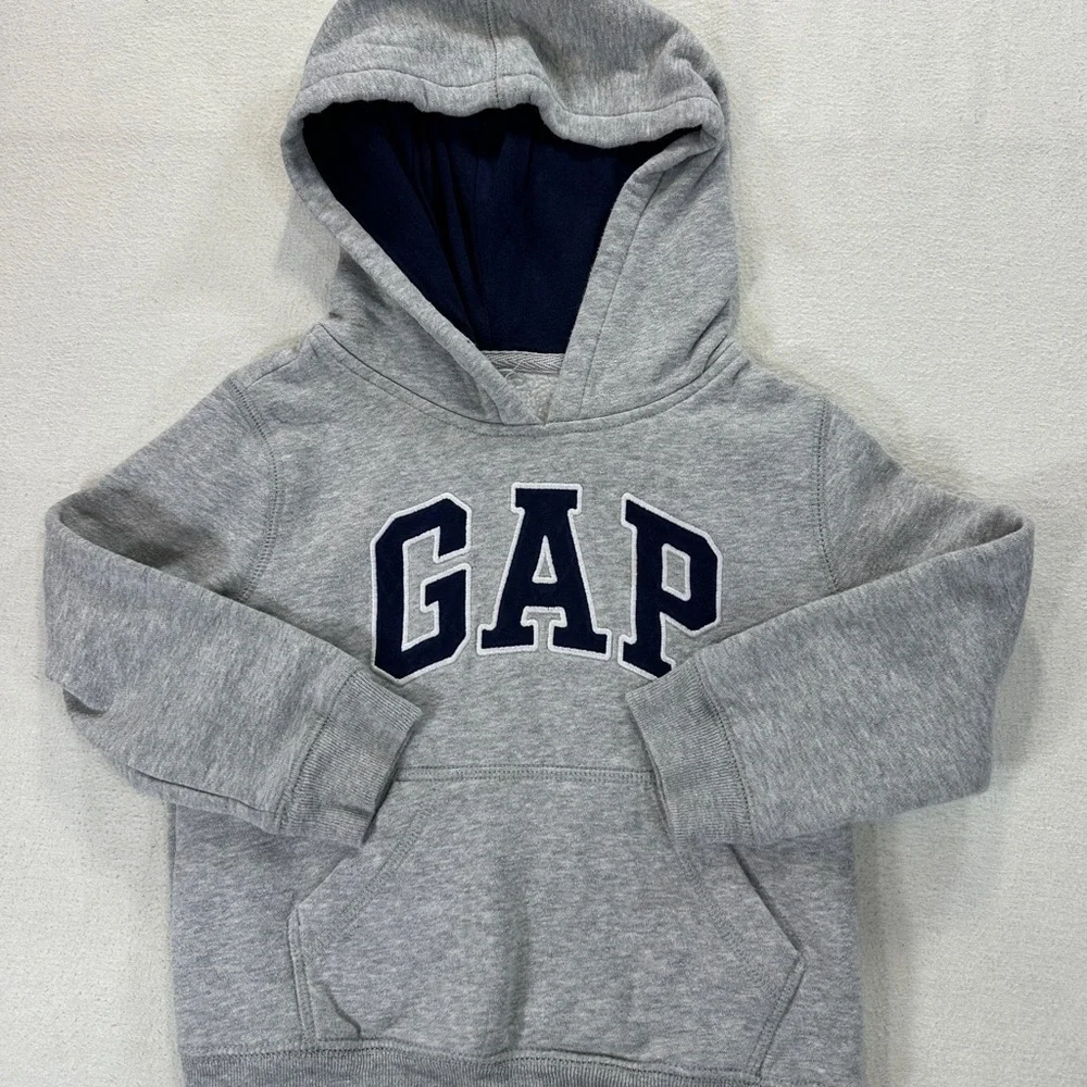 GAP Kids Heather Gray Hoodie with Navy Logo